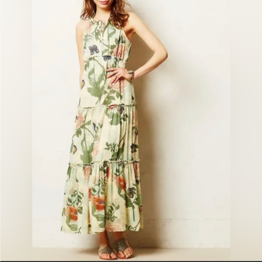 Maeve Maravilla Ivory Floral Maxi Dress